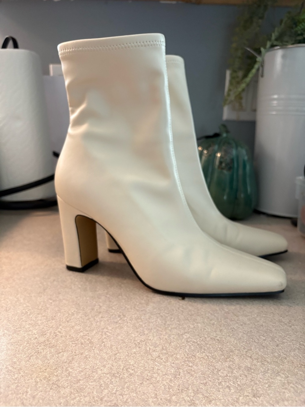 Aldo Cream Block Heel Ankle Boots